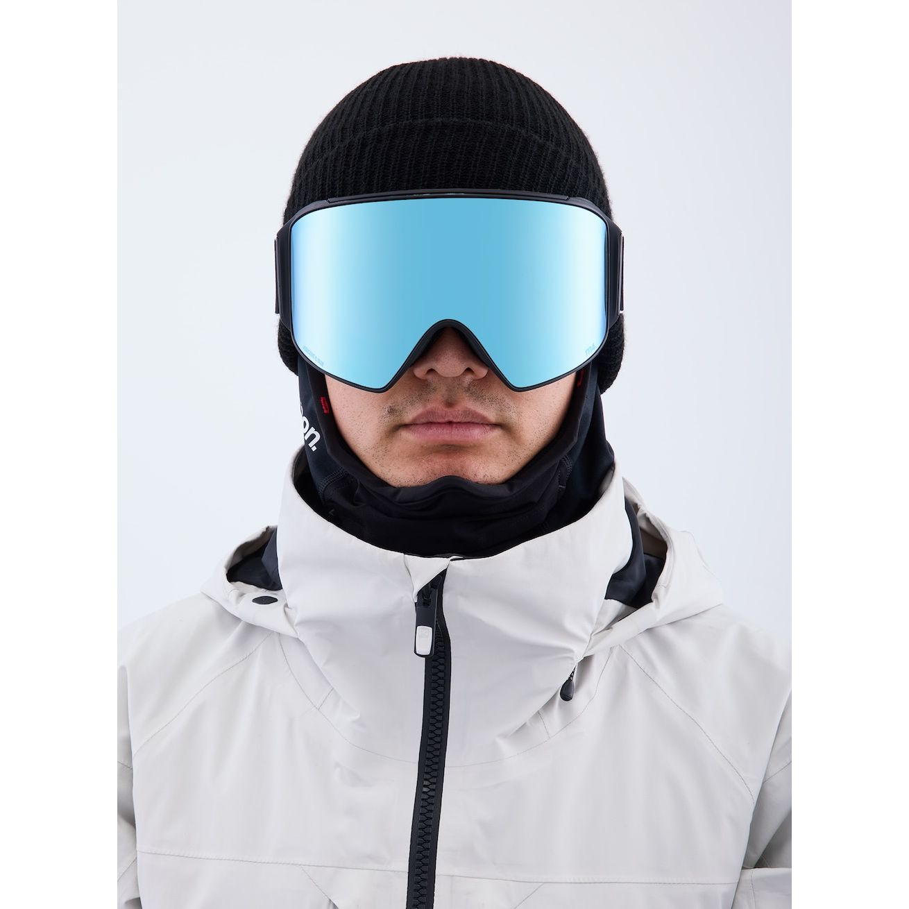 Anon M4 Cylindrical Goggles + Bonus Lens + MFI Face Mask - Low Bridge Fit Black / Perceive Variable Blue Snow Goggles