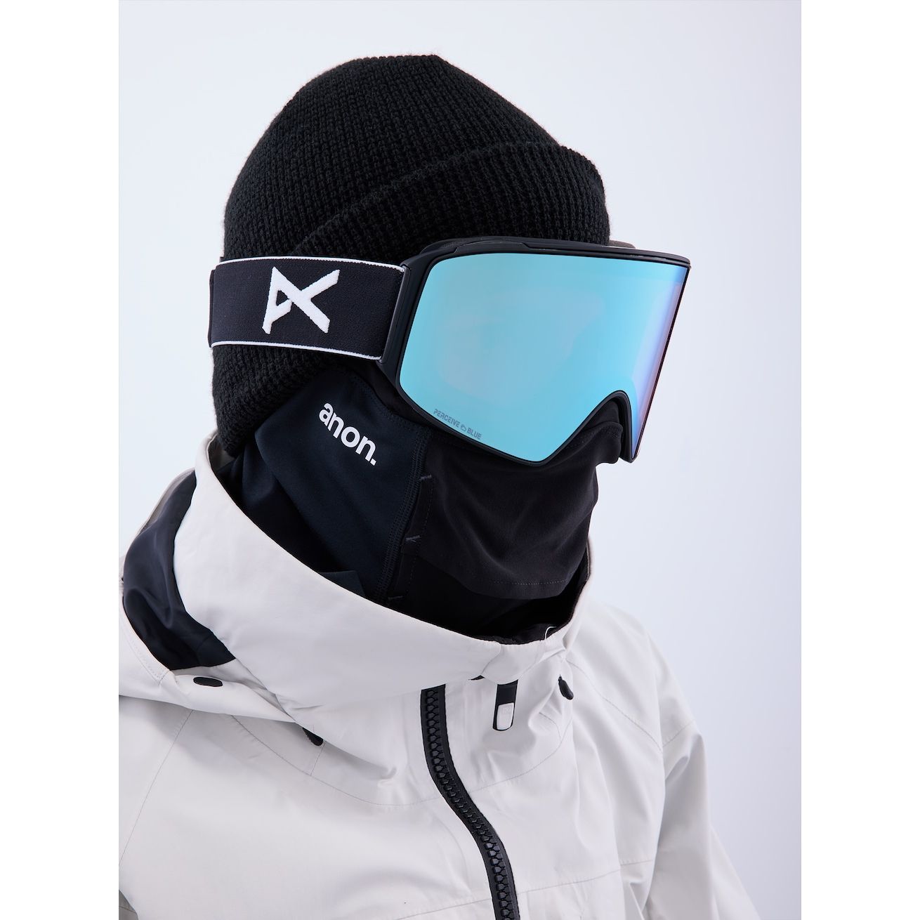 Anon M4 Cylindrical Goggles + Bonus Lens + MFI Face Mask Black / Perceive Variable Blue Snow Goggles