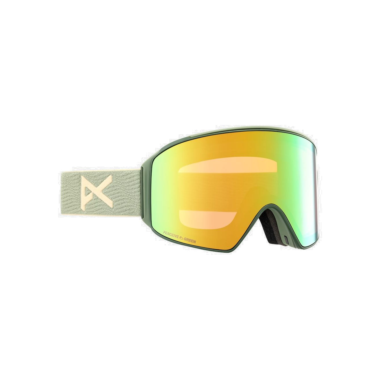Anon M4 Cylindrical Goggles + Bonus Lens + MFI Face Mask - Low Bridge Fit Hedge / Perceive Variable Green Snow Goggles