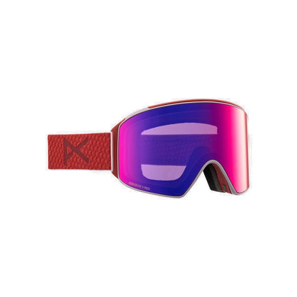 Anon M4 Cylindrical Goggles + Bonus Lens + MFI Face Mask - Low Bridge Fit Mars / Perceive Sunny Red Snow Goggles