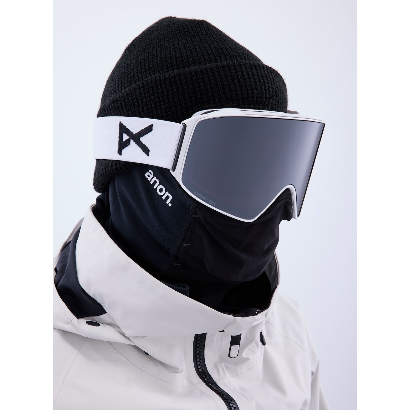 Anon M4 Cylindrical Goggles + Bonus Lens + MFI Face Mask White / Perceive Sunny Onyx Snow Goggles