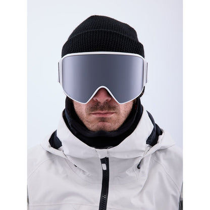 Anon M4 Cylindrical Goggles + Bonus Lens + MFI Face Mask - Openbox White Perceive Sunny Onyx - Anon Snow Goggles