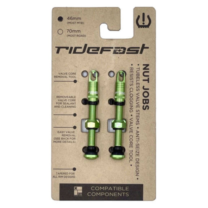 RideFast Nut Jobs Valve Set Green 46mm - RideFast Valves