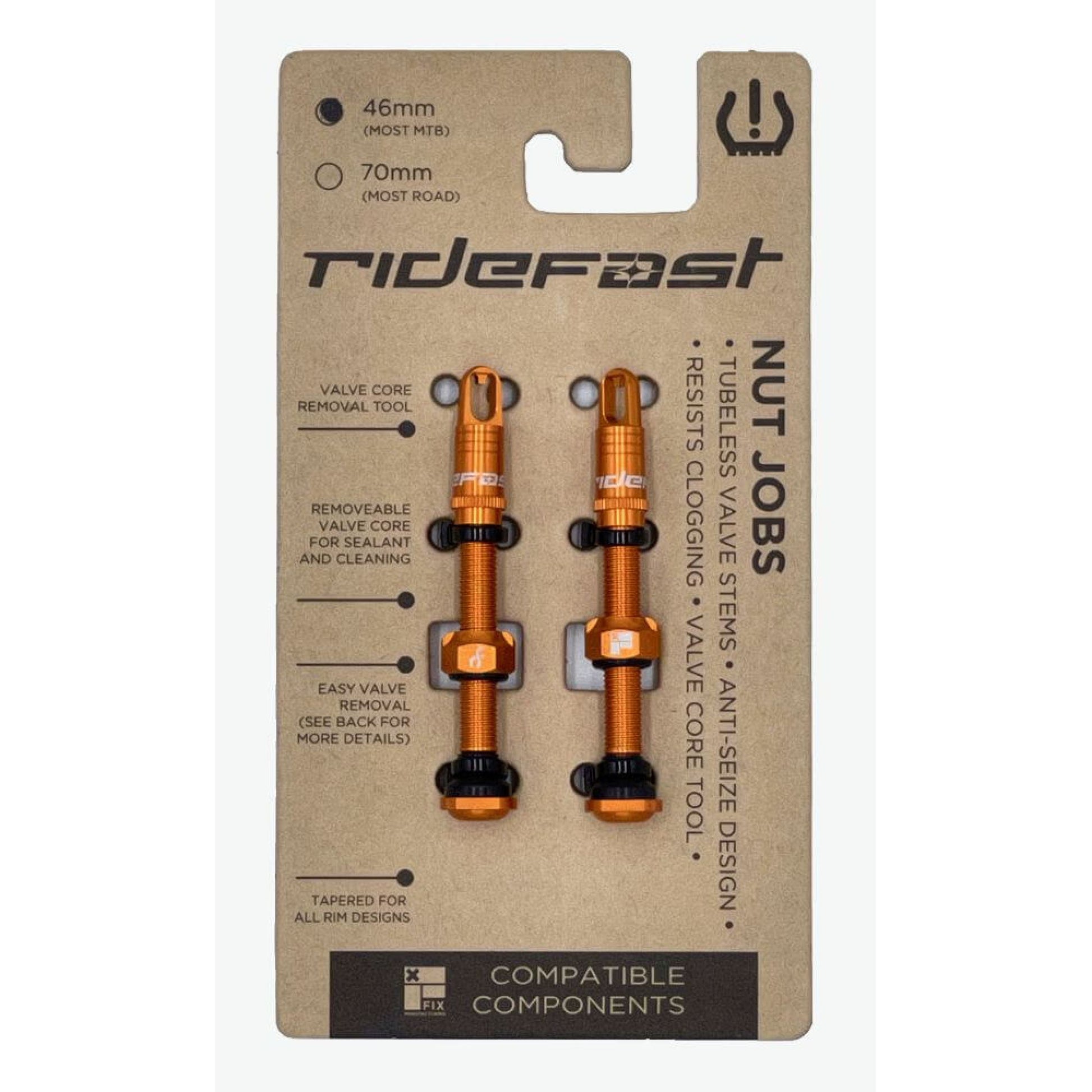 RideFast Nut Jobs Valve Set Orange 46mm Valves