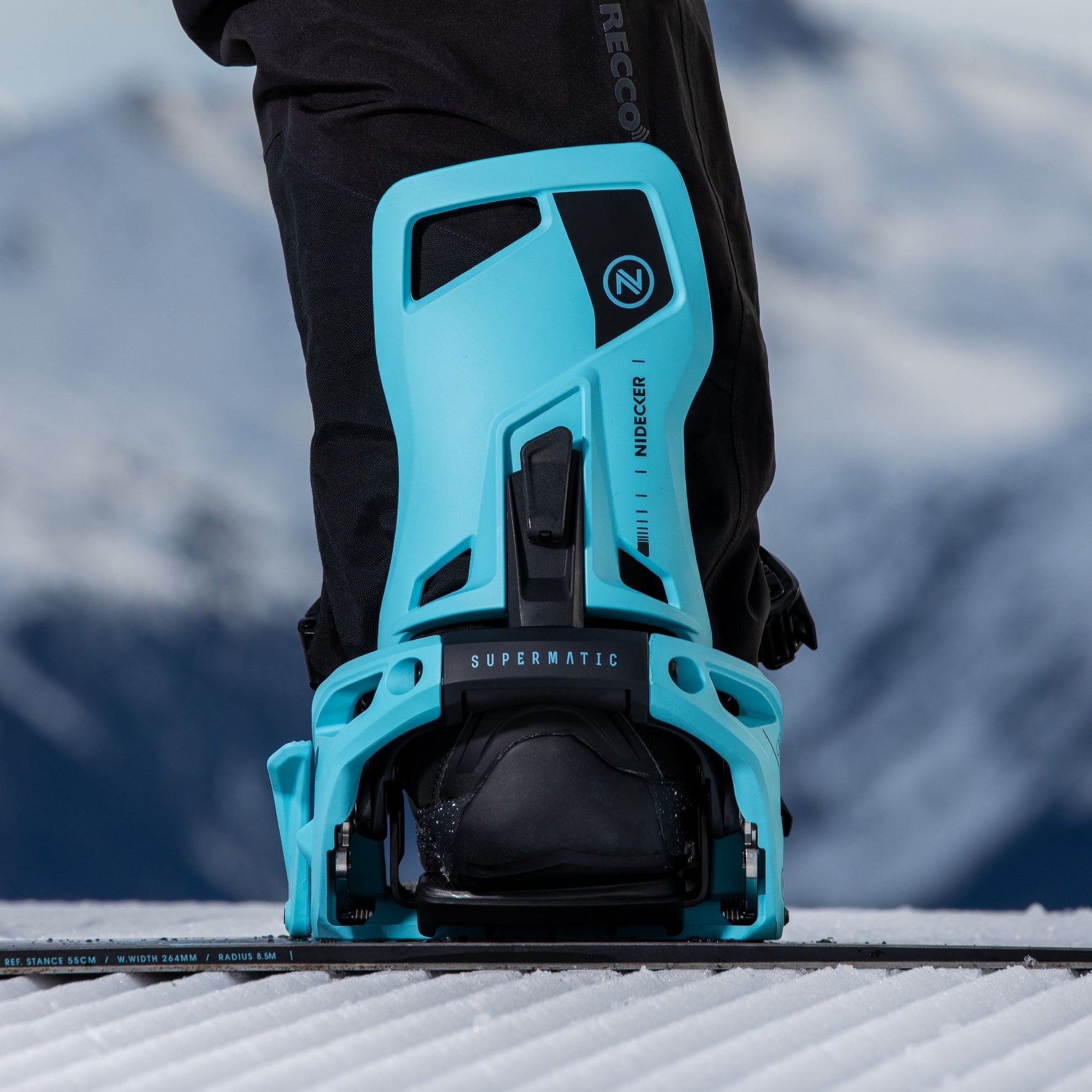 Nidecker Supermatic Snowboard Bindings Escape Cyan - Nidecker Snowboard Bindings