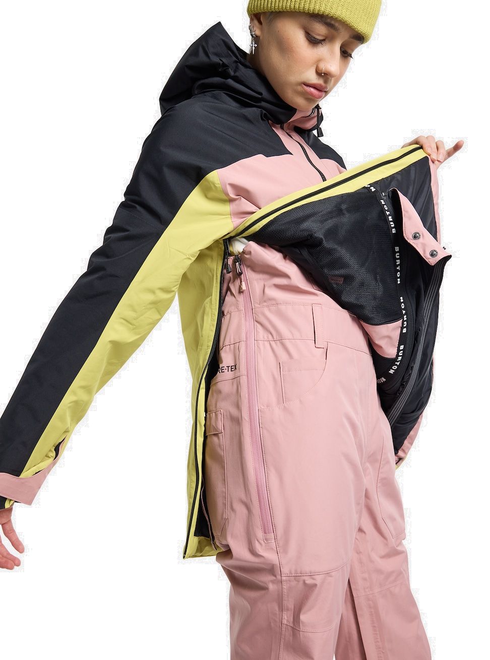 Women's Burton Pillowline GORE-TEX 2L Anorak Jacket True Black/Powder Blush/Sulfur Snow Jackets