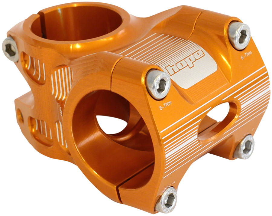 Hope AM/Freeride Stem - 35mm 31.8 Clamp +/-0 1 1/8" Aluminum Orange - Hope Stems