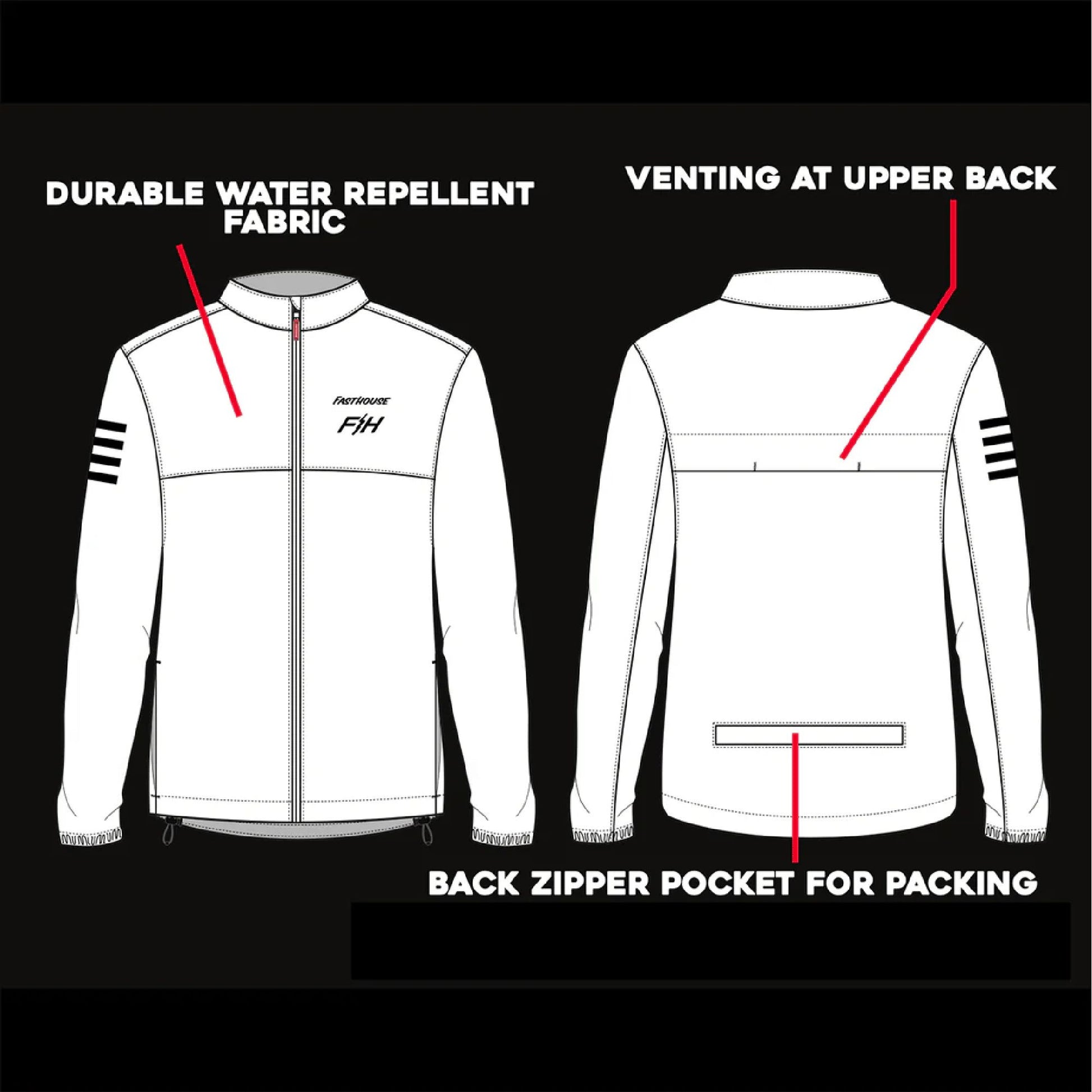 Fasthouse Tracker Packable Windbreaker Light Gray Jackets & Vests