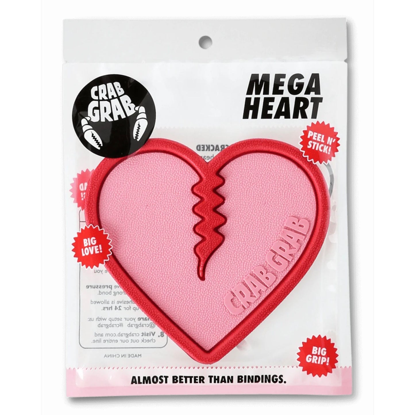 Crab Grab Mega Heart Traction Pad Bubblegum OS Stomp Pads
