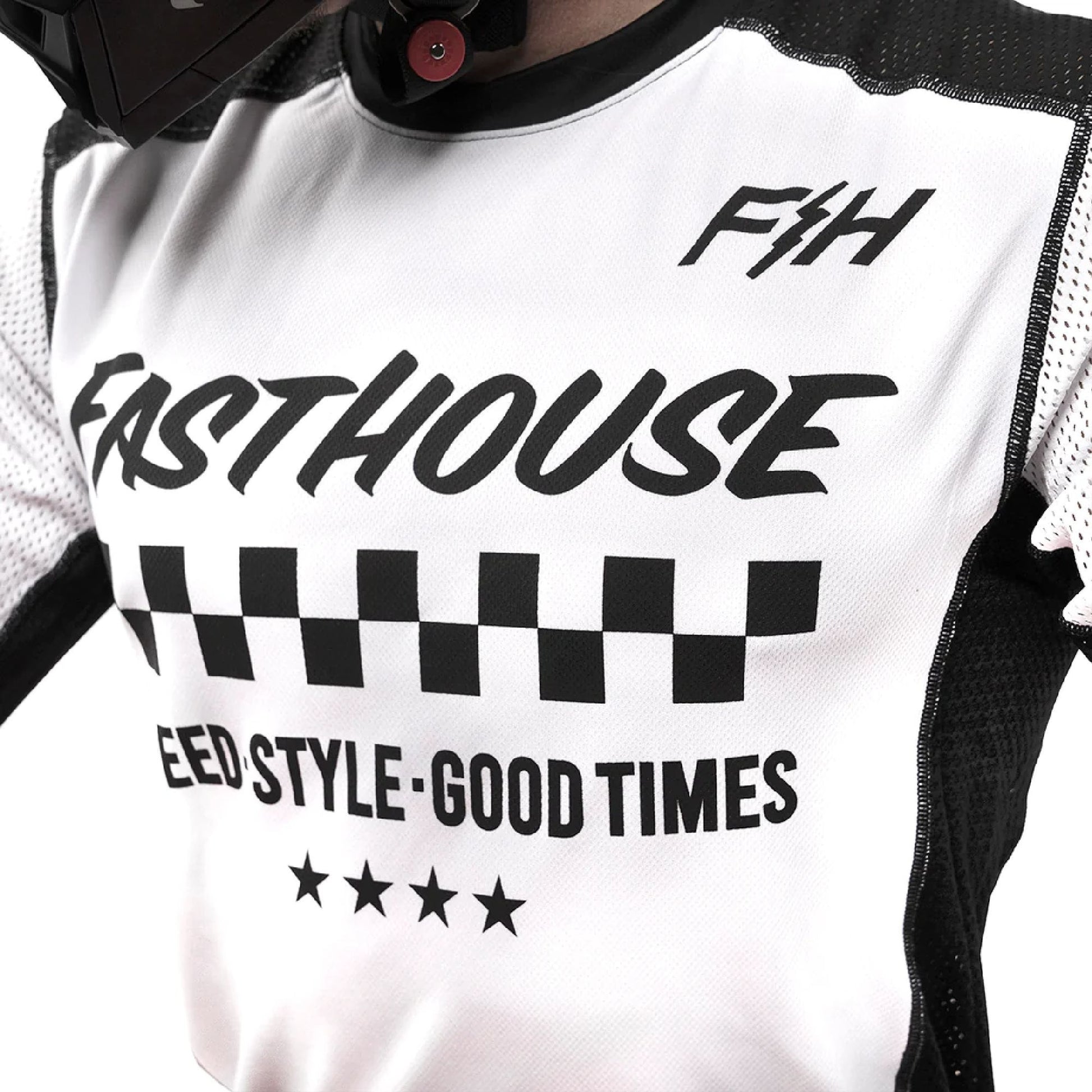 Fasthouse Youth USA Originals Air Cooled Jersey White Black - Fasthouse Bike Jerseys