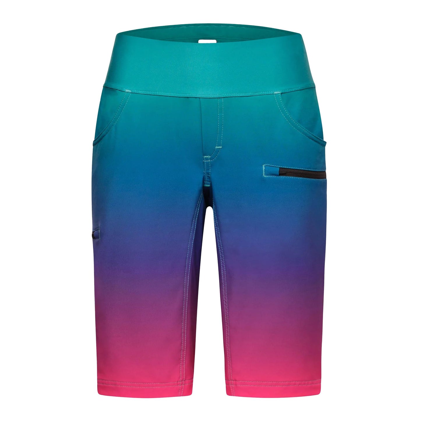 Shredly Women's Limitless 14" Stretch Waistband High-Rise Short Rainbow Ombre Bike Shorts