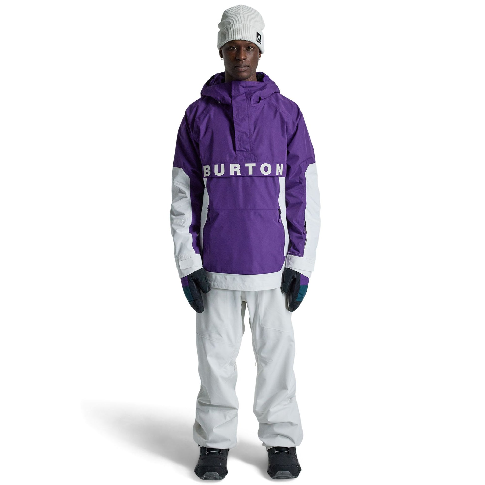 Men's Burton Frostner 2L Anorak Jacket Imperial Purple Stout White - Burton Snow Jackets