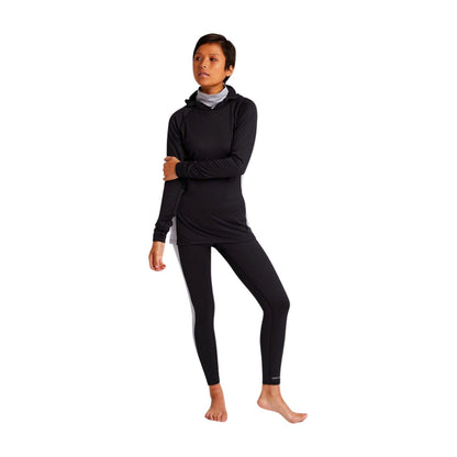 Women's Burton Midweight X Base Layer Long Neck Hoodie True Black - Burton Base Layer Tops