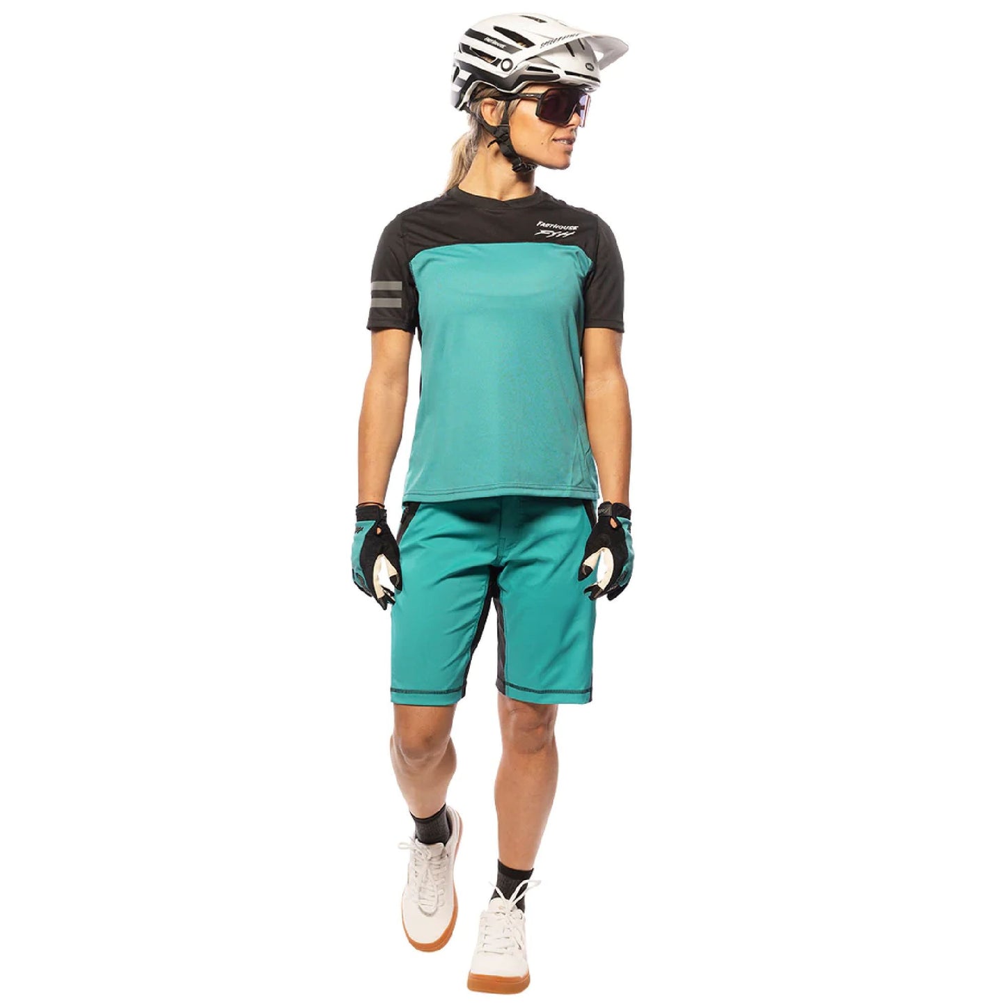 Fasthouse Women's Sidewinder Alloy SS Jersey Black Teal Bike Jerseys