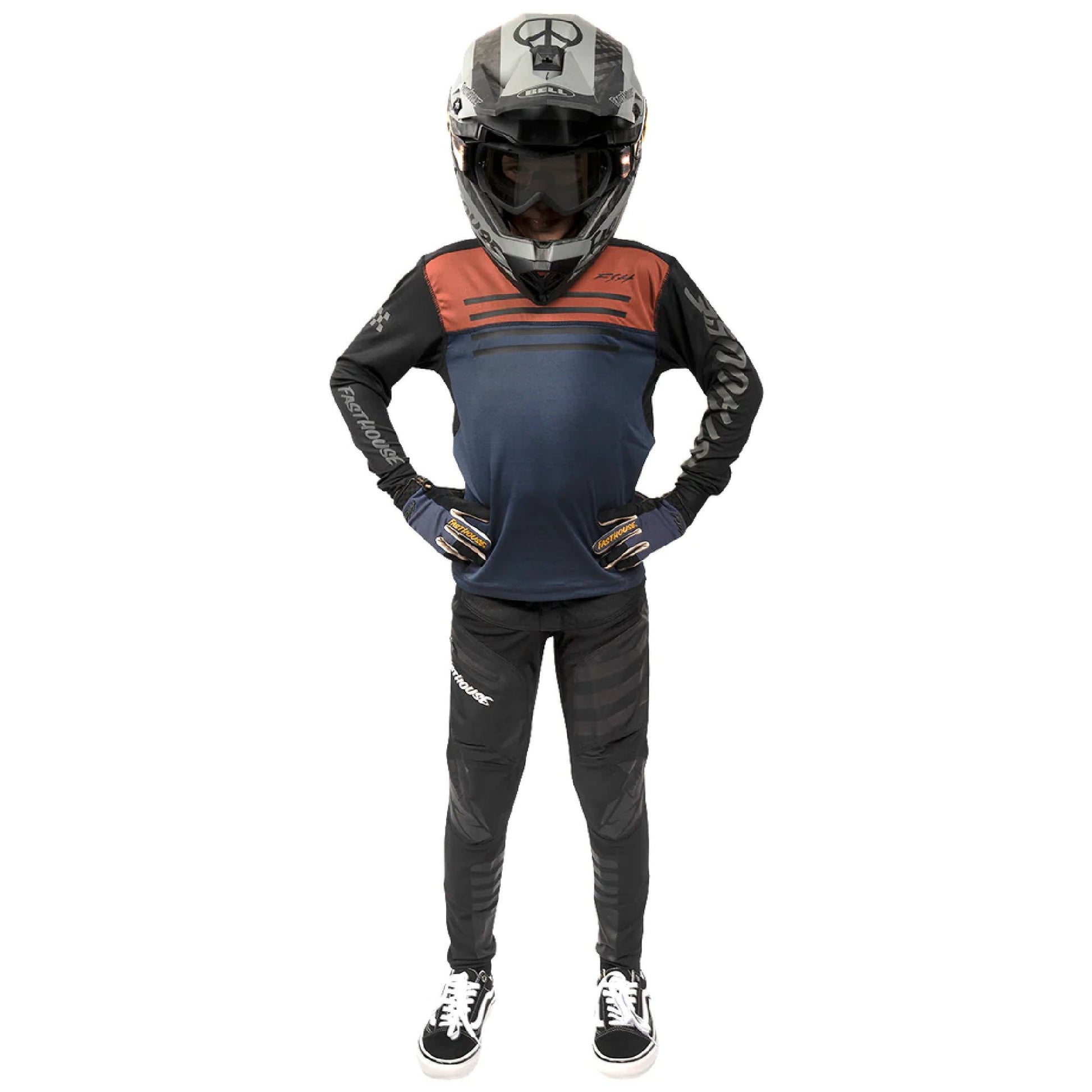 Fasthouse Youth Sidewinder Alloy LS Jersey Rust Midnight Navy Bike Jerseys