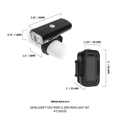 Blackburn Dayblazer 550 Front + Grid Rear Light Combo Set Black OS - Blackburn Lights
