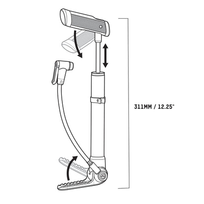 Blackburn Mammoth Flip Mini-Pump Pewter OS - Blackburn Bike Pumps