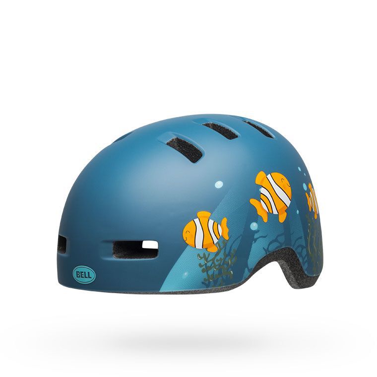 Bell Youth Lil Ripper Helmet Clown Fish Matte Gray-Blue Bike Helmets