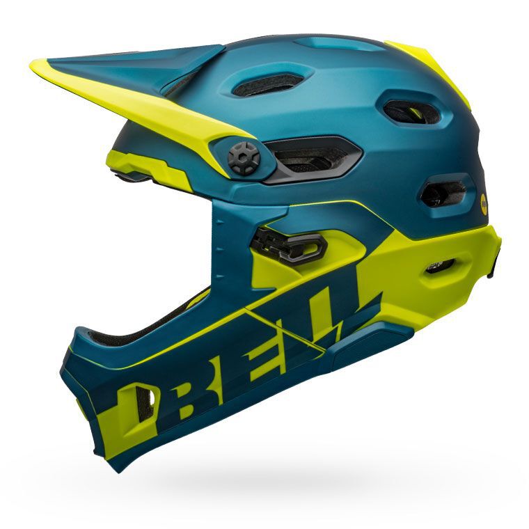 Bell Super DH Spherical Helmet Matte/Gloss Blue/Hi-Viz Bike Helmets