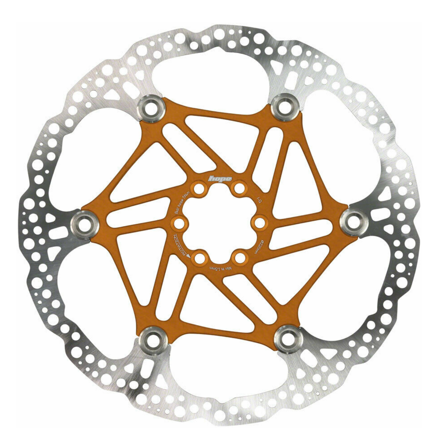 Hope Floating Disc Brake Rotor - 160mm 6-Bolt Orange - Hope Disc Rotor