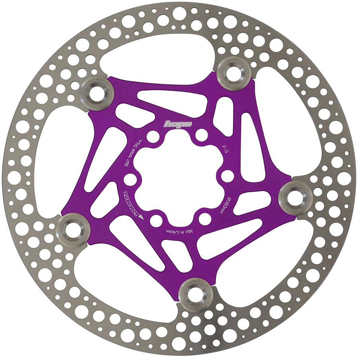 Hope Road Floating Rotor 160mm Purple - Hope Disc Rotor