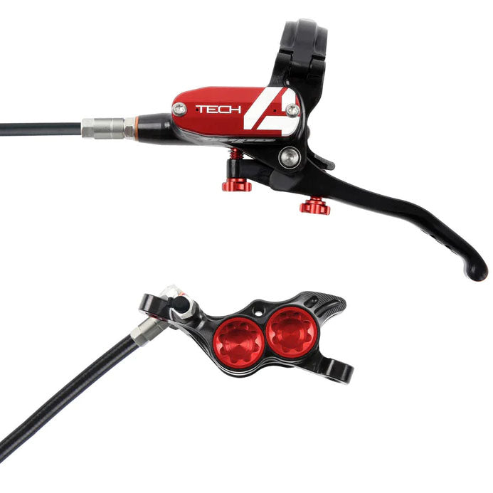 Hope Tech 4 E4 Disc Brake and Lever Set - Rear Hydraulic Post Mount Red - Hope Disc Brake & Lever