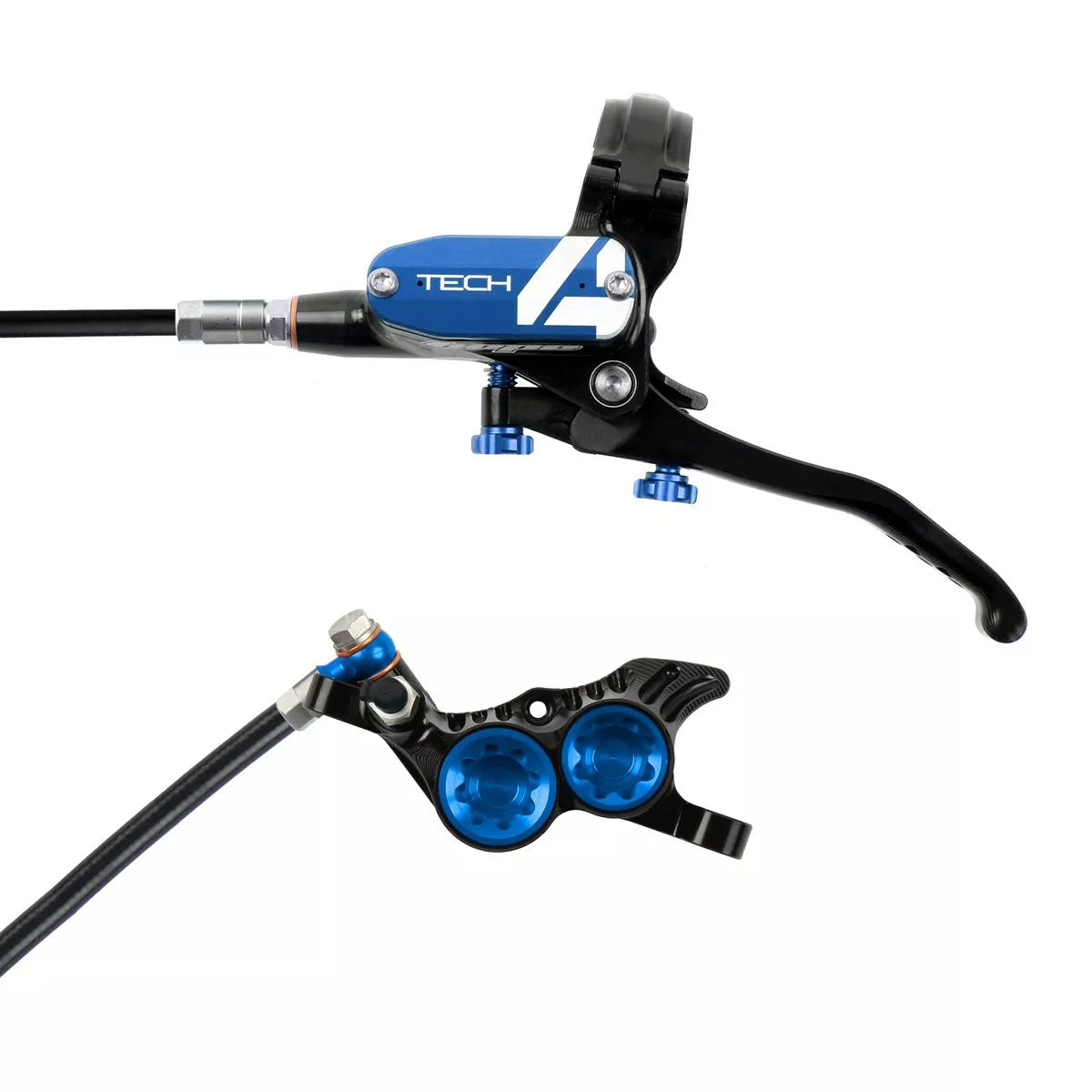 Hope Tech 4 V4 Disc Brake and Lever Set - Front Hydraulic Post Mount Blue - Hope Disc Brake & Lever