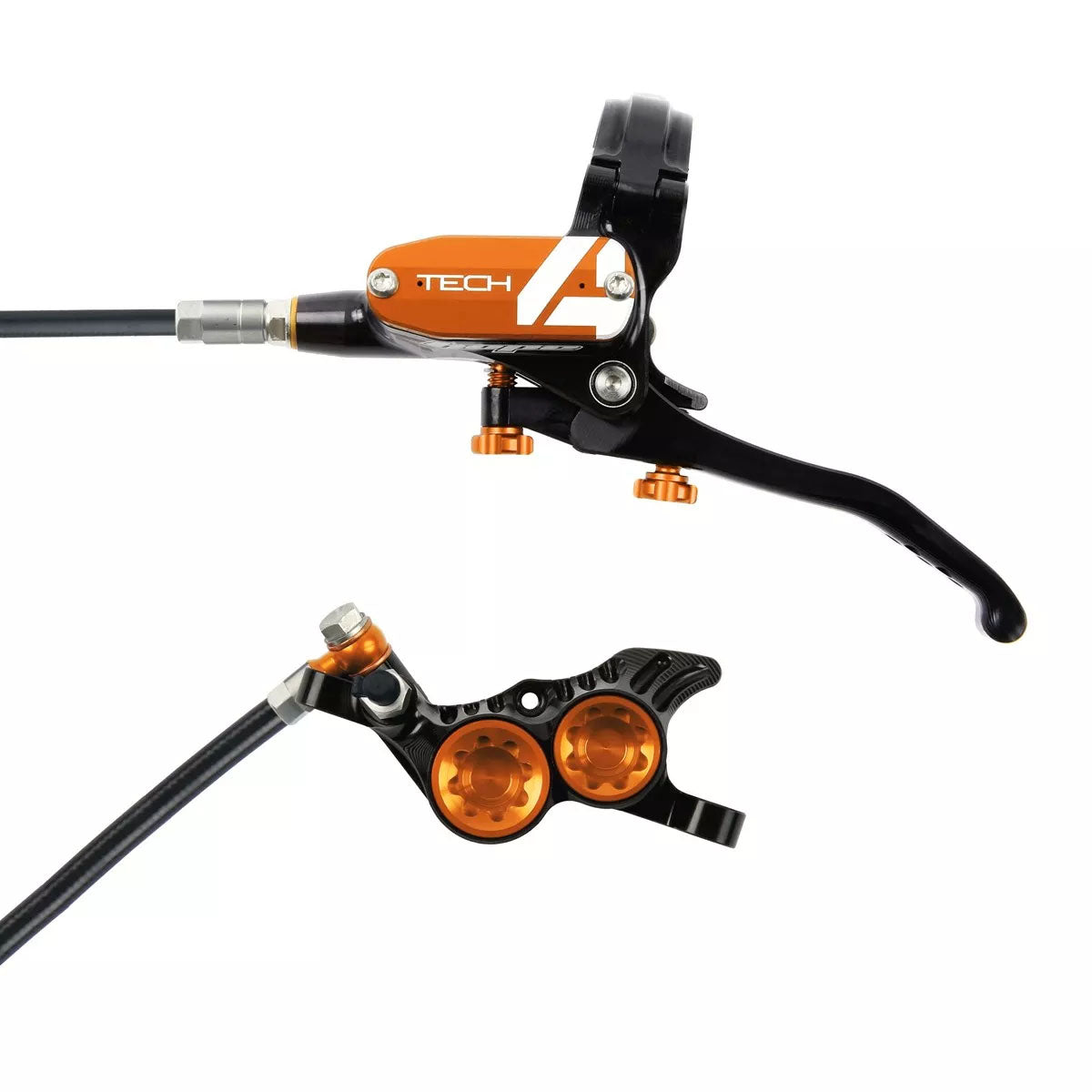 Hope Tech 4 V4 Disc Brake and Lever Set - Front Hydraulic Post Mount Orange - Hope Disc Brake & Lever