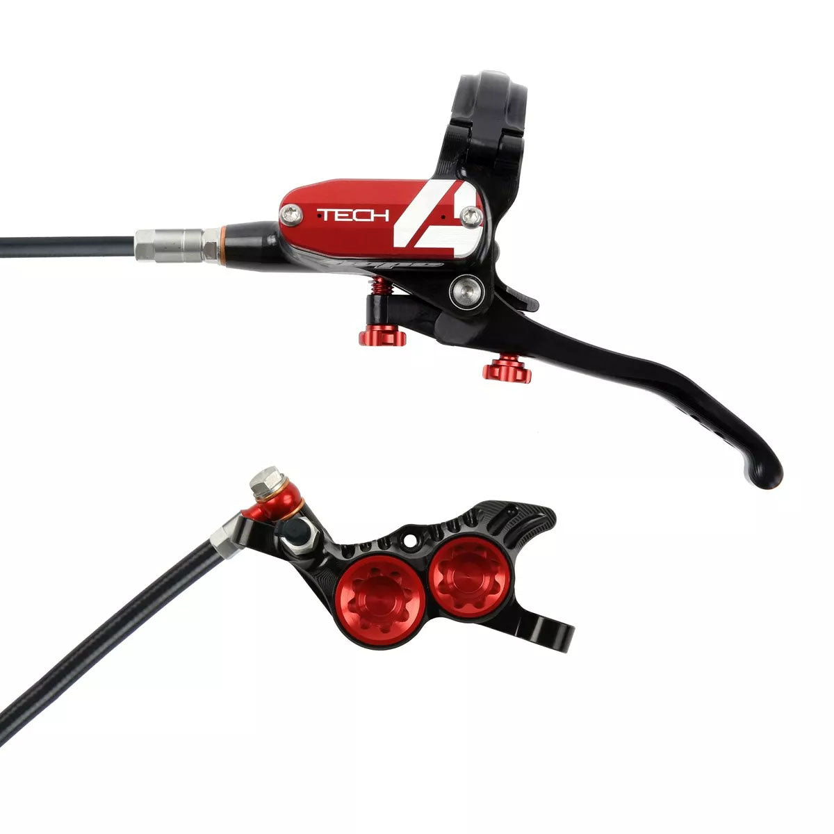 Hope Tech 4 V4 Disc Brake and Lever Set - Front Hydraulic Post Mount Red - Hope Disc Brake & Lever