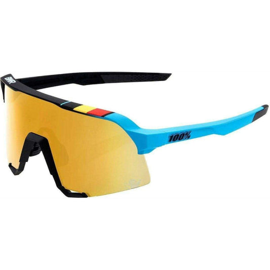 100% S3 Sunglasses BWR Black Soft Gold Mirror Sunglasses