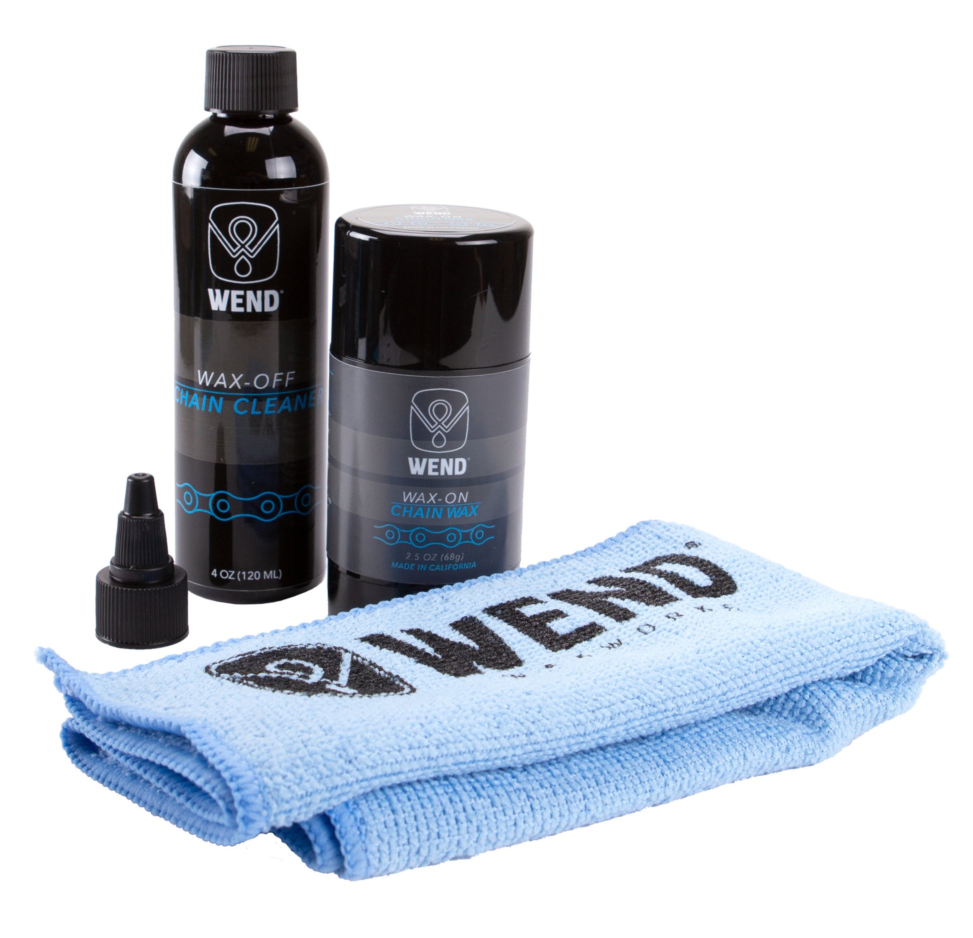 Wend Performance Wax Chain Kit 1x Wax 2.5oz 1x Cleaner 4oz Towel Clear - Wend Performance Wax Lubricants