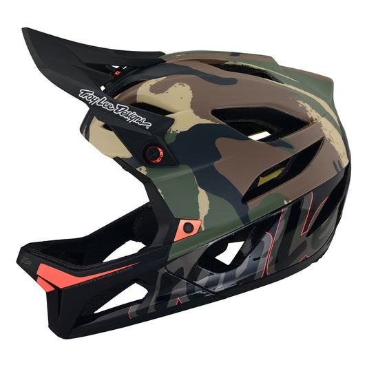Troy Lee Designs Stage MIPS Helmet Signature Camo Army Green Bike Helmets