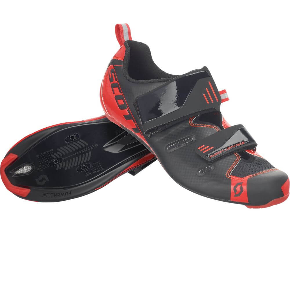 Scott Road Tri Pro Shoe Black/Neon Red Gloss Bike Shoes