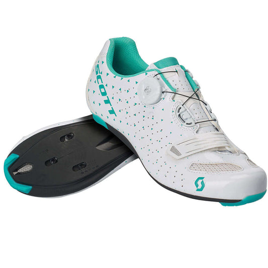 Scott Women's Road Comp BOA Shoe - OpenBox Gloss White Turquoise Blue Bike Shoes