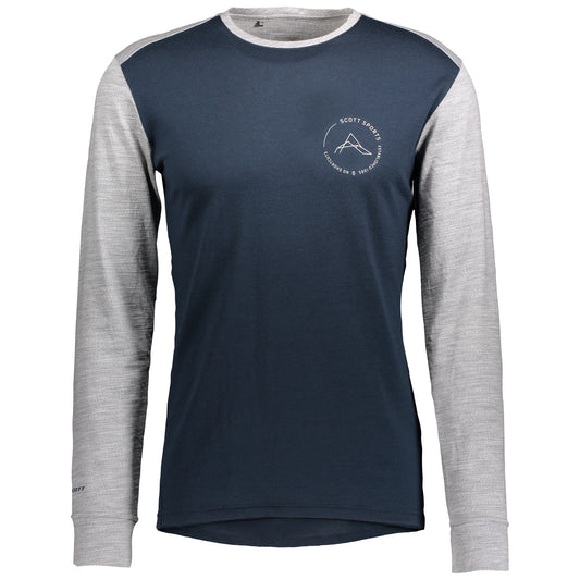 Scott Men's Defined Merino L/S Shirt Dark Blue Light Grey Melange Base Layer Tops