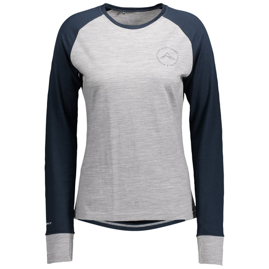 Scott Women's Defined Merino L/S Shirt Dark Blue Light Grey Melange Base Layer Tops