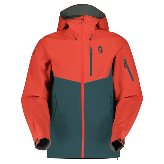 Scott Men's Explorair 3L Jacket Magma Red Aruba Green Snow Jackets