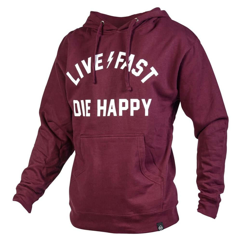 Fasthouse Men's Die Happy Hooded Pullover Maroon Sweatshirts & Hoodies