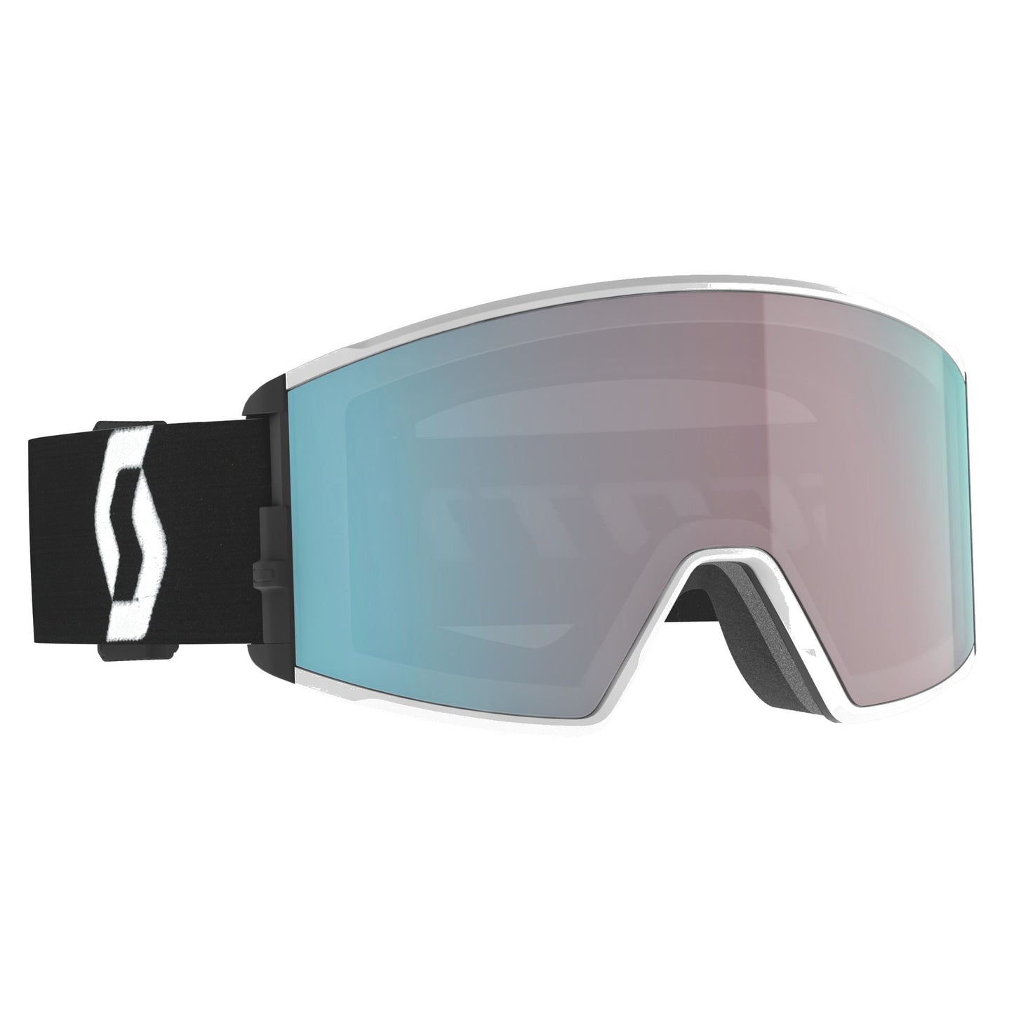 Scott React Snow Goggle Team White Black Enhancer Aqua Chrome Snow Goggles