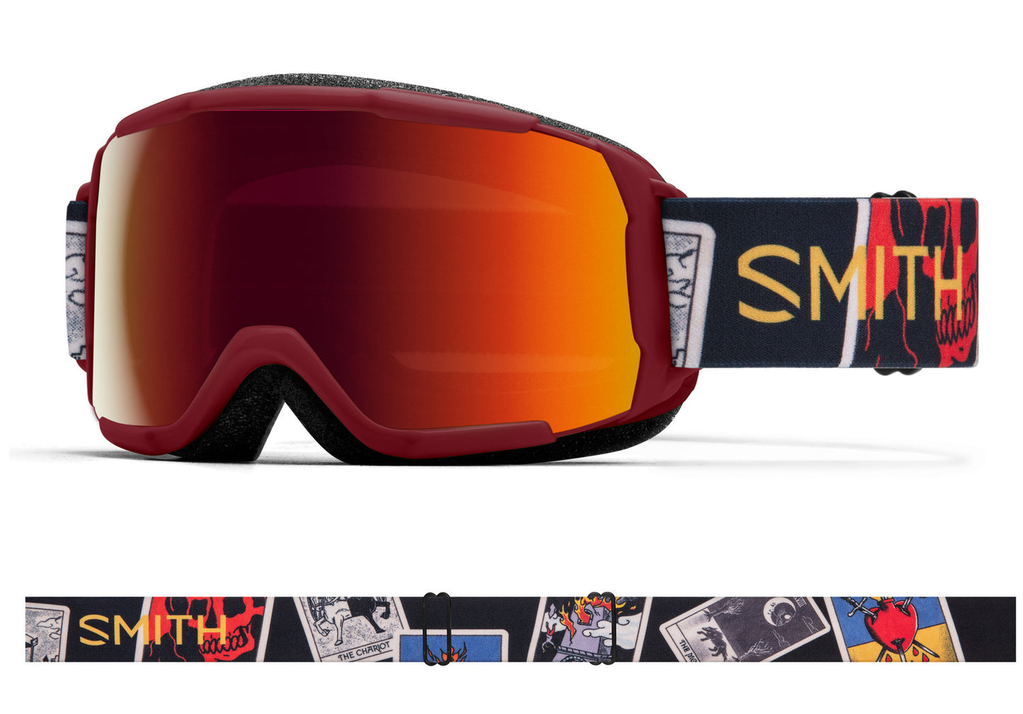 Smith Kids' Grom Snow Goggle Sangria Fortune Teller / Red Sol-X Mirror Snow Goggles