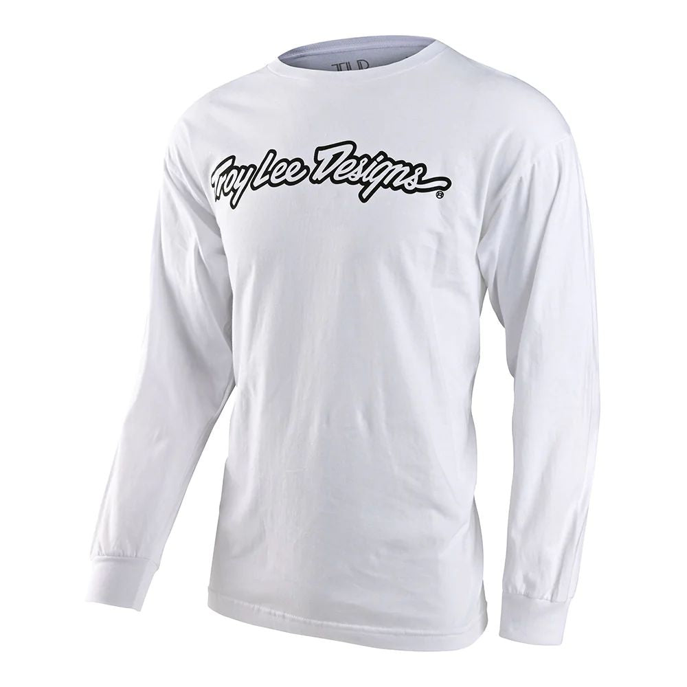Troy Lee Designs Men's Signature Long Sleeve Tee White SS Shirts