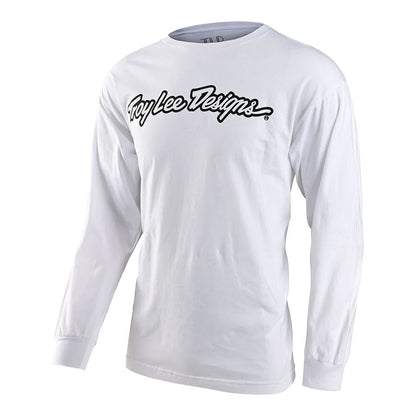 Troy Lee Designs Men's Signature Long Sleeve Tee White L - Troy Lee Designs SS Shirts