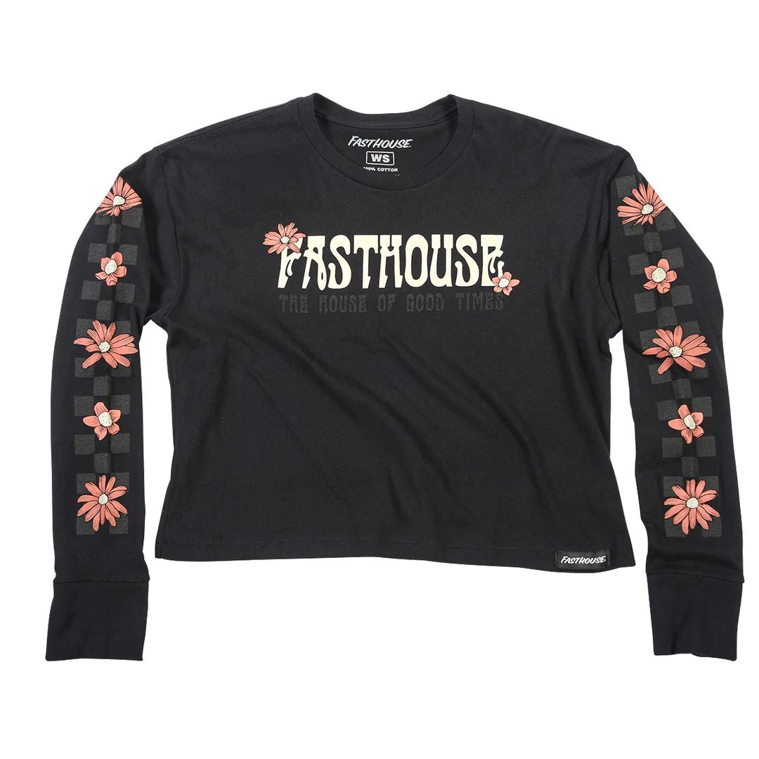 Fasthouse Women's Serene LS Crop Tee Black LS Shirts