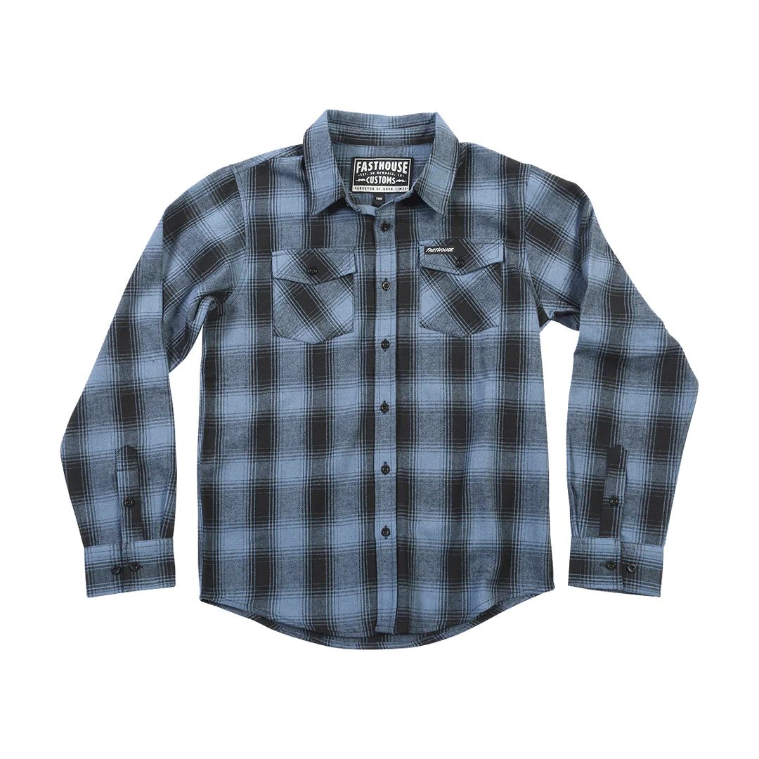 Fasthouse Youth Saturday Night Special Flannel Dust Blue/Black Flannels
